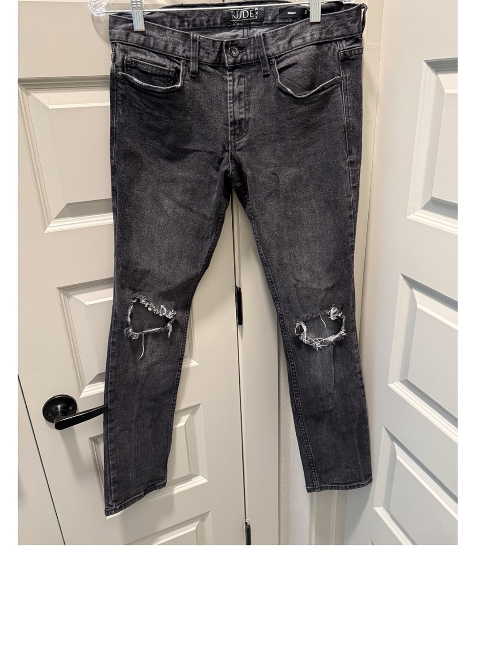 Men’s Rude Black Denim Distressed Skinny Jeans